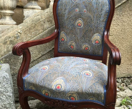 Fauteuil Louis Philippe, garniture contemporaine, Tissu collection Liberty