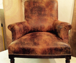 13-Fauteuil Anglais, garniture contemporaine, Tissu Cuir Vielli Casal