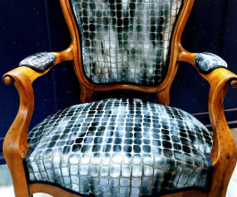6-Fauteuil Louis Philippe, garniture traditionnelle, Tissu Collection ZINC